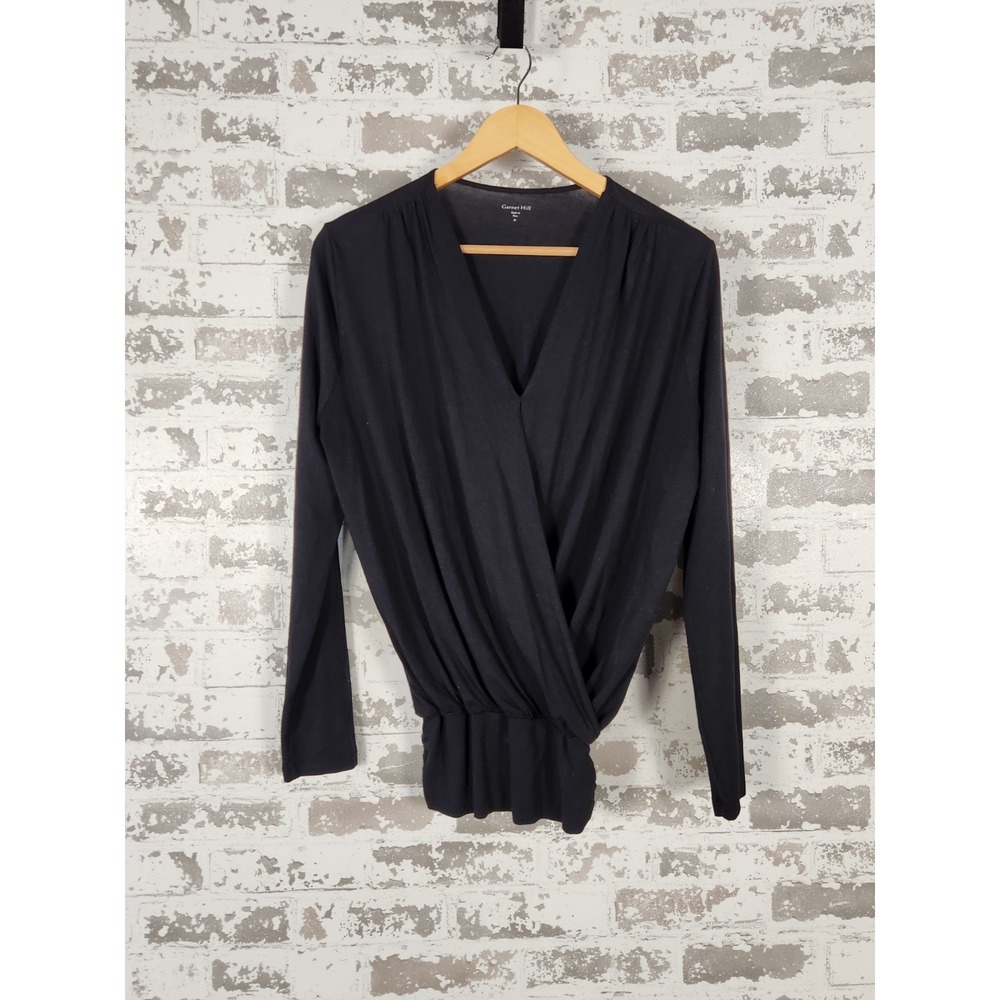 Garnet Hill Black Wrap-Style Long Sleeve Tunic